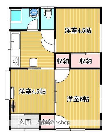 石巻線 渡波駅 徒歩8分 1階建 築49年(3K)の間取り写真