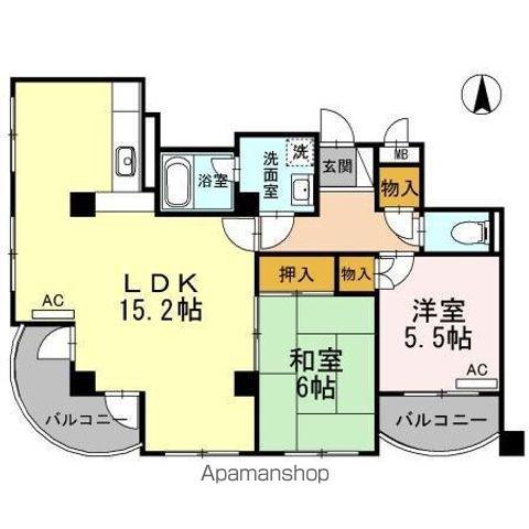 パルコート松山(2LDK/3階)の間取り写真