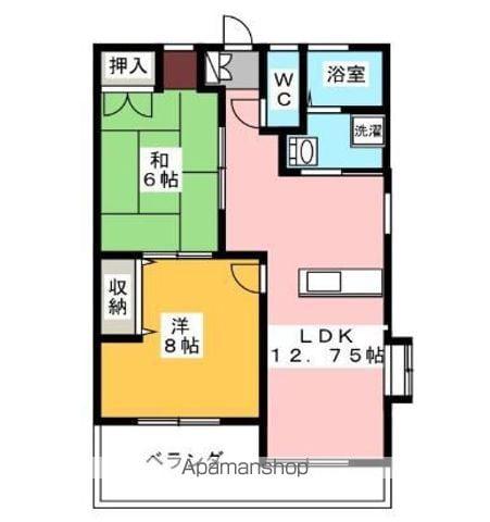 シャルマン オボカタ(2LDK/2階)の間取り写真