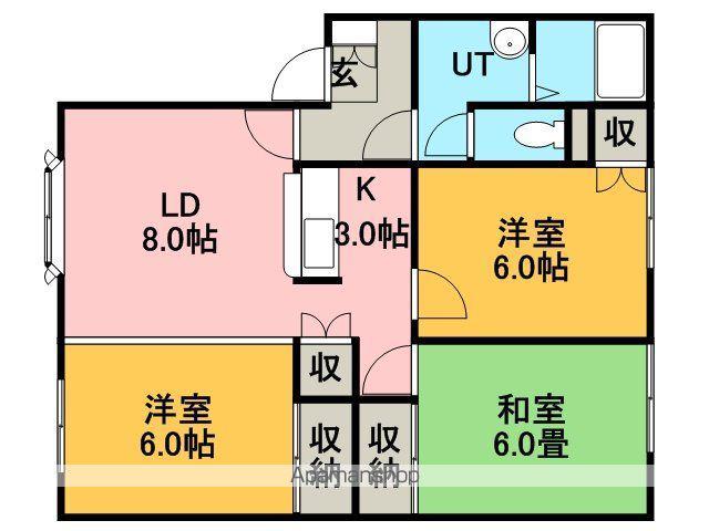 リラハイツC棟(3LDK/1階)の間取り写真