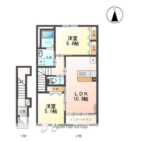 クレシアⅠ(2LDK/2階)の間取り写真