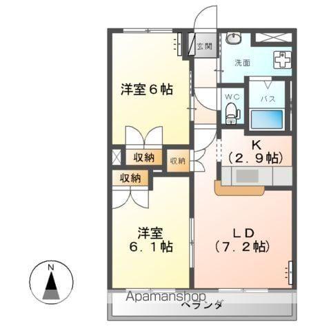 キングス・コート(2LDK/2階)の間取り写真