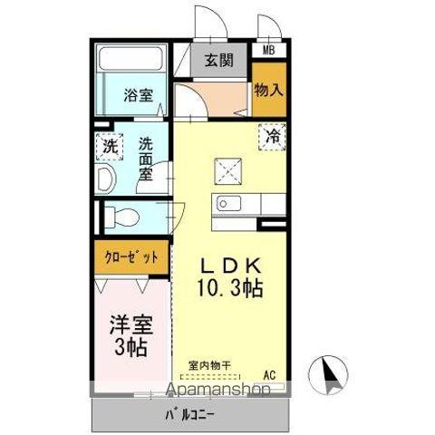 ノールリヴィエールドゥ(1LDK/1階)の間取り写真