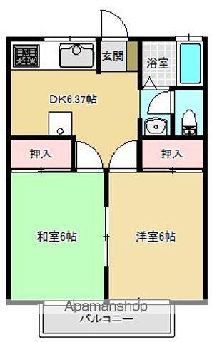 コーポユサⅠ(2DK/2階)の間取り写真