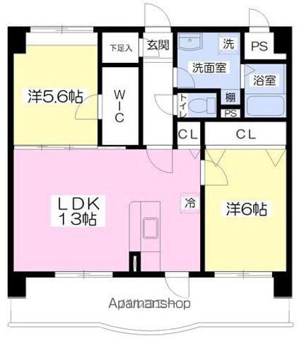 スタンドリバー豊(2LDK/3階)の間取り写真