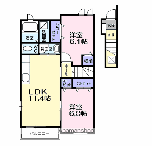 FAIRY・SMILE A(2LDK/2階)の間取り写真