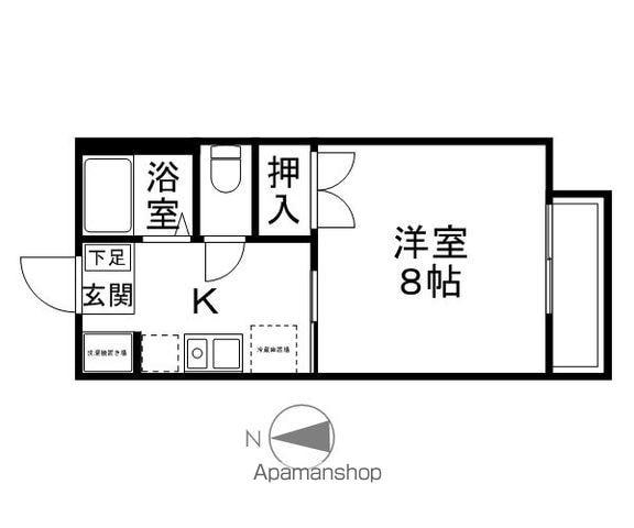 プリオールU(1K/2階)の間取り写真