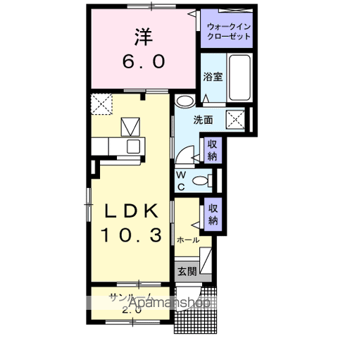 エアリーⅡ(1LDK/1階)の間取り写真
