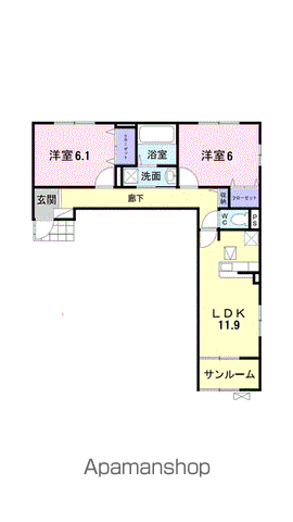 フォレストビュー Ⅰ(2LDK/1階)の間取り写真