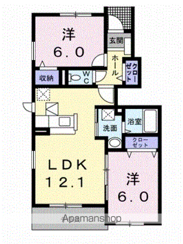 アグライアⅡ(2LDK/1階)の間取り写真