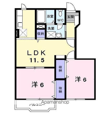 ア・ラ・モード・アラⅡ(2LDK/1階)の間取り写真