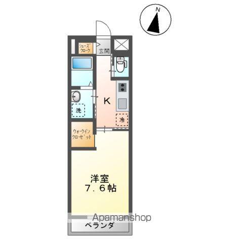 ポポラス西下台(1K/2階)の間取り写真