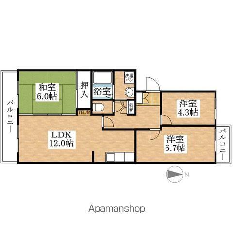 シンパティア(3LDK/1階)の間取り写真