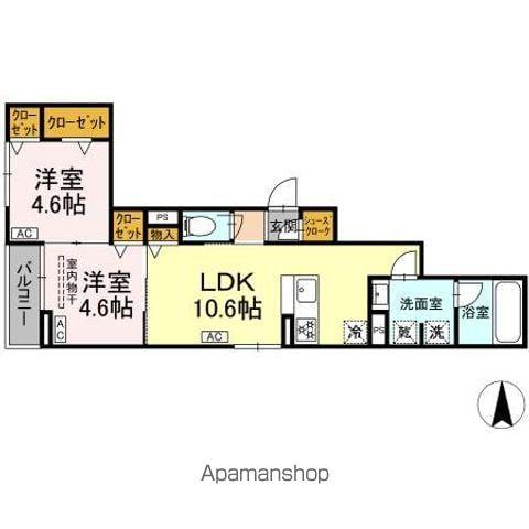 URBANA(2LDK/2階)の間取り写真