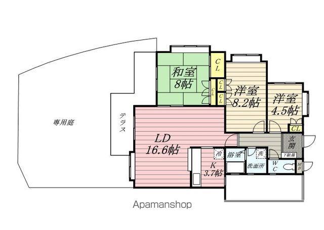 バームハイツ菊名参番館(3LDK/1階)の間取り写真