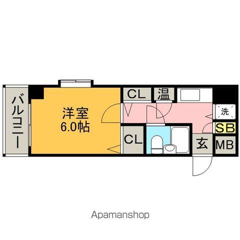 FAN六本松(1K/5階)の間取り写真