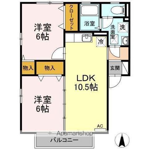 Y・サイレントビレッジ久万ノ台 A棟(2LDK/2階)の間取り写真