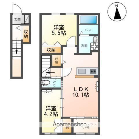 バーブ ドゥ シャ(2LDK/2階)の間取り写真