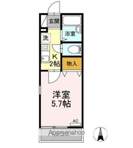 ヴィラージュB(1K/2階)の間取り写真