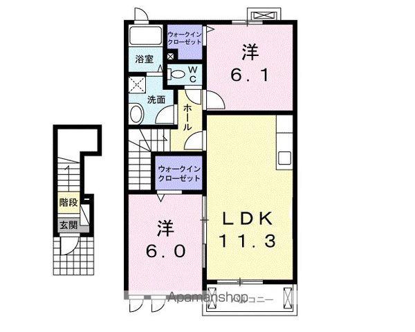 レインボーⅡ棟(2LDK/2階)の間取り写真