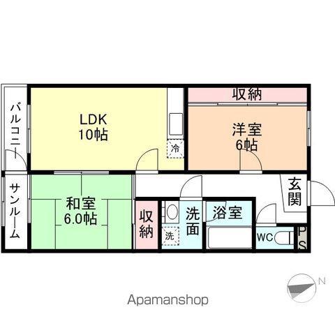 アイラッキー細野(2LDK/3階)の間取り写真