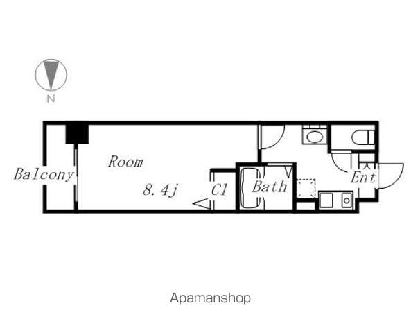 ヒルズ花の木(1K/8階)の間取り写真