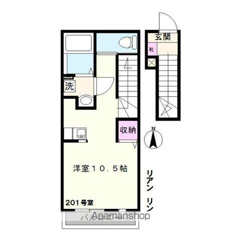 リアンリン(ワンルーム/2階)の間取り写真