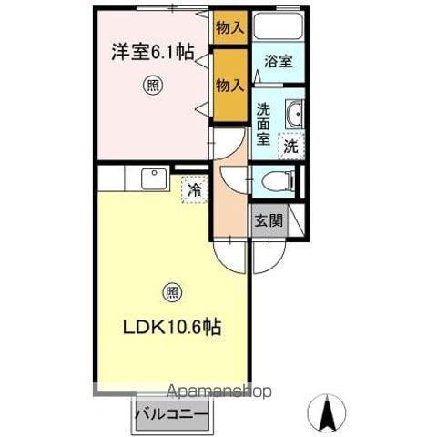 クラレンスホワイト Ⅰ・Ⅱ(1LDK/2階)の間取り写真