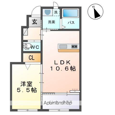 オネット(1LDK/1階)の間取り写真
