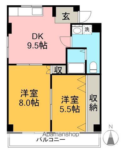 10POINTS(2DK/3階)の間取り写真