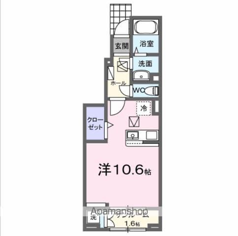 WISTERIA Ⅷ(ワンルーム/1階)の間取り写真