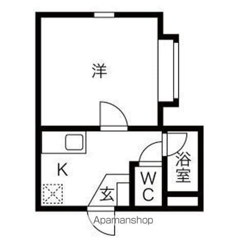 アップルハウス北22条Ⅲ(1K/1階)の間取り写真