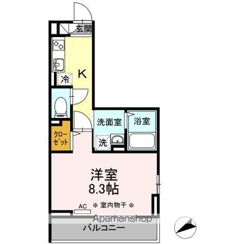 CHARME CERISIER(1K/2階)の間取り写真