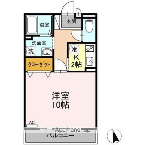 ヴィーアジラソーレA・B棟(1K/2階)の間取り写真