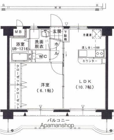 フローランテ1(1LDK/4階)の間取り写真