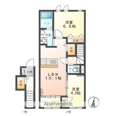 ボヌール(2LDK/2階)の間取り写真