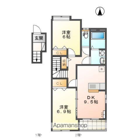 STAR TERRACE島町(2DK/2階)の間取り写真