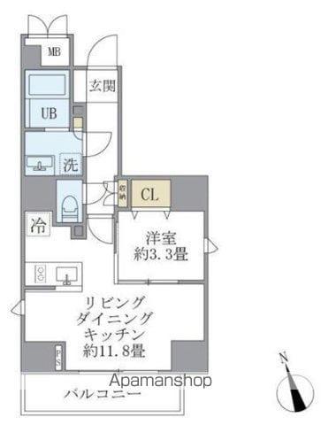 LA PERLA YOTSUYA(1LDK/2階)の間取り写真