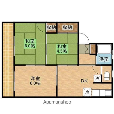コーポさつきC(3DK/2階)の間取り写真