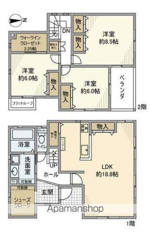 東海道本線 摂津富田駅 徒歩13分 2階建 築7年(3LDK)の間取り写真