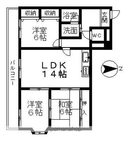レジデンス千代田(3LDK/8階)の間取り写真