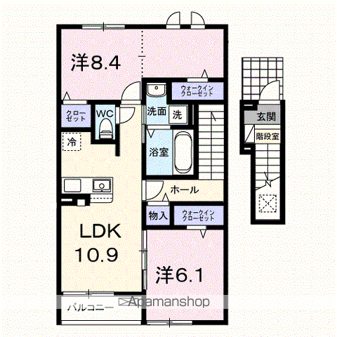 シエル ブリュ(2LDK/2階)の間取り写真