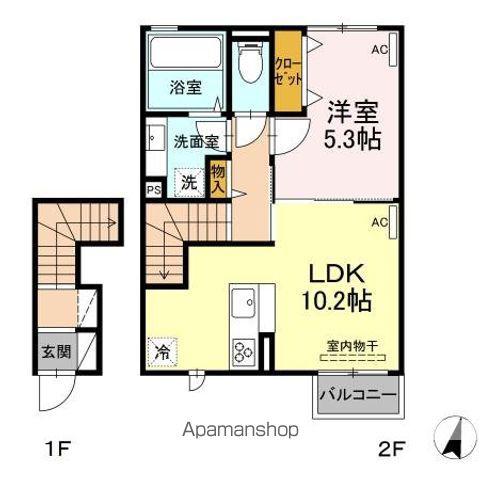 クアトロ・カーサ江津(1LDK/2階)の間取り写真
