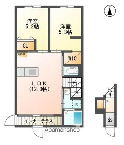 ルミエール富久山(2LDK/2階)の間取り写真