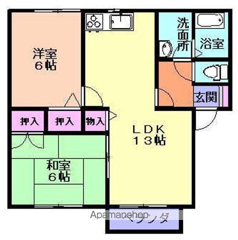 メンバーズタウン月町D(2LDK/2階)の間取り写真