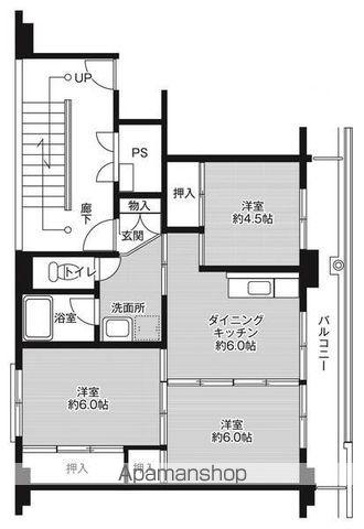 ビレッジハウス吉井2 1号棟(3DK/4階)の間取り写真