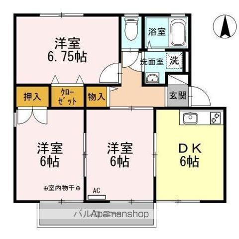 ロイヤルガーデン 雅 B(3DK/1階)の間取り写真