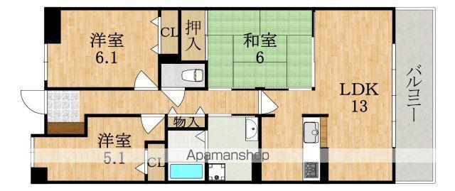 ネオハイツ学園前百楽園(3LDK/3階)の間取り写真