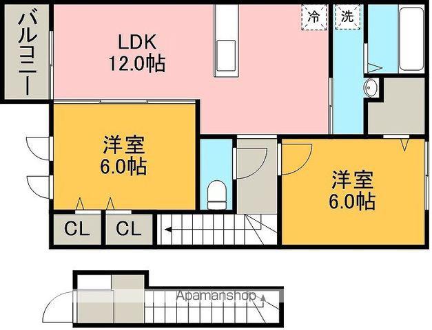 サン・ローズ出水(2LDK/2階)の間取り写真