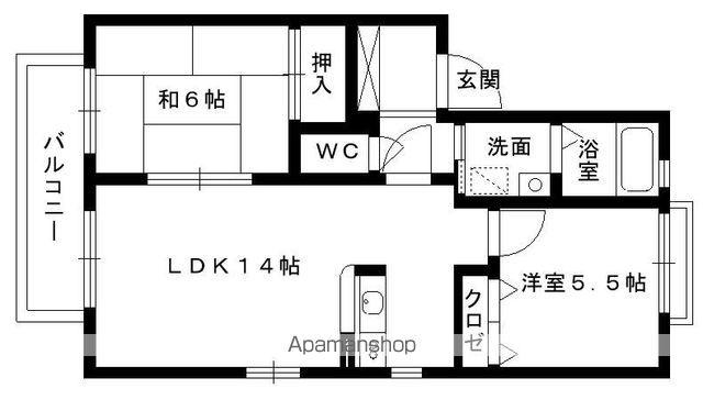 ラフォーレ三苫駅前Ⅰ(2LDK/2階)の間取り写真